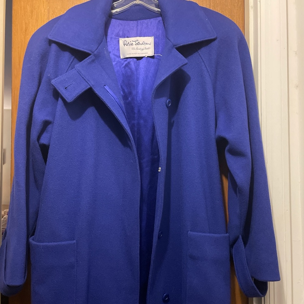 Large Blue Full Length Coat with Pockets